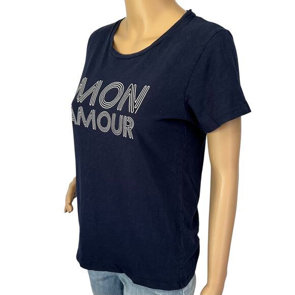 2/$15 J. Crew Mon Amour Cotton Collector Tee Navy Blue Short Sleeve Size S - Picture 4 of 12